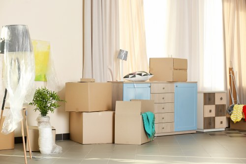 Student removals in Brompton with packed boxes ready for transport