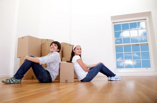 Packed household items ready for transport during a Brompton move