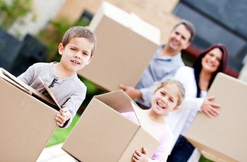Moving van loaded for a house removal in Brompton near period properties
