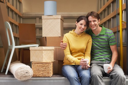 Student moving van loading furniture and boxes in Brompton