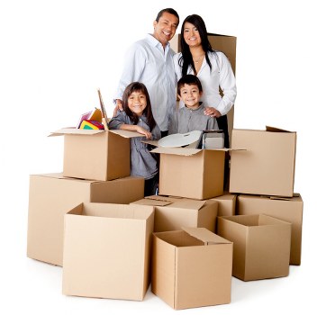 Packed household items prepared for removal van transport